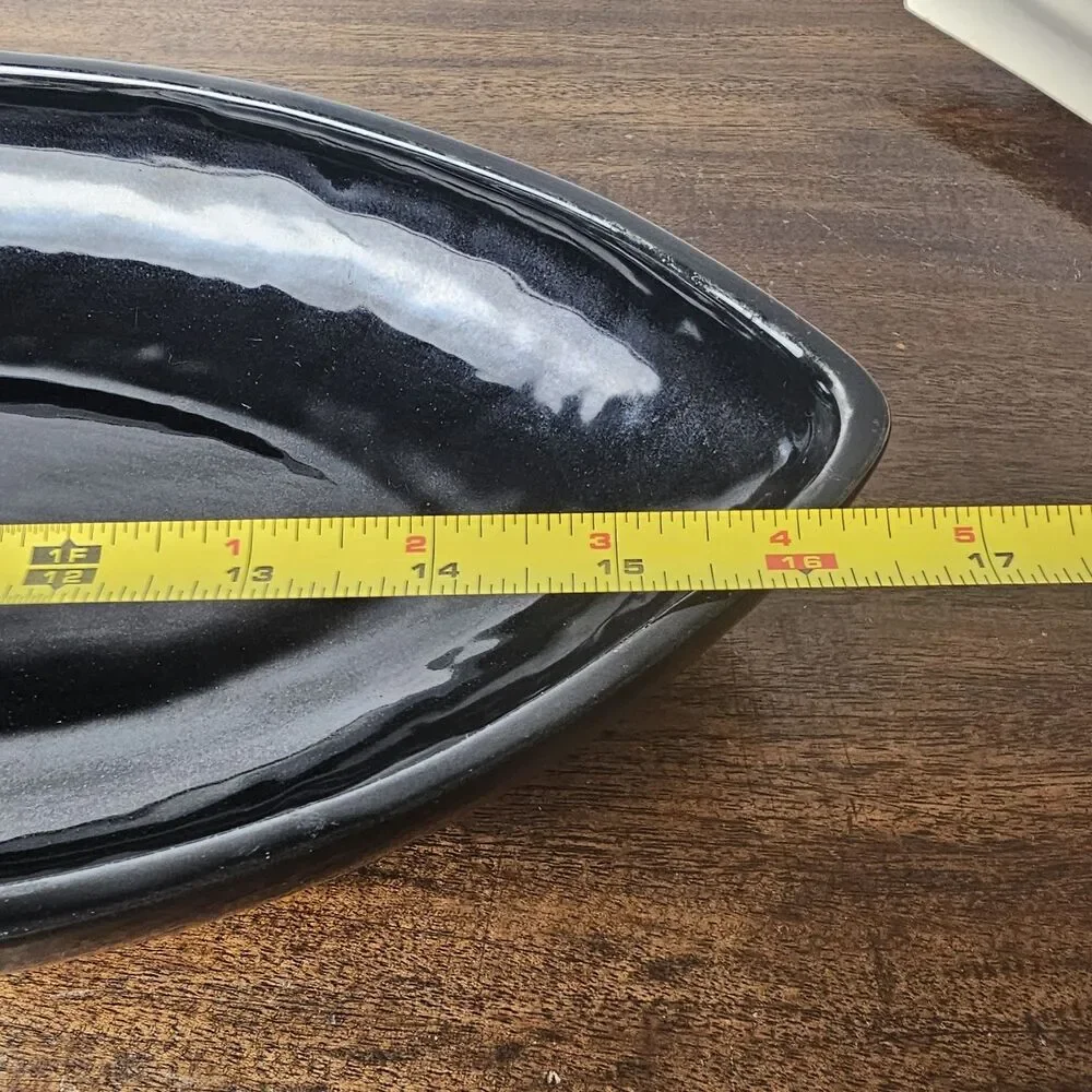 Rare 1950s Vintage Rubel 2028 Black & White Ceramic Fish Candy Dish w/ Lid MCM